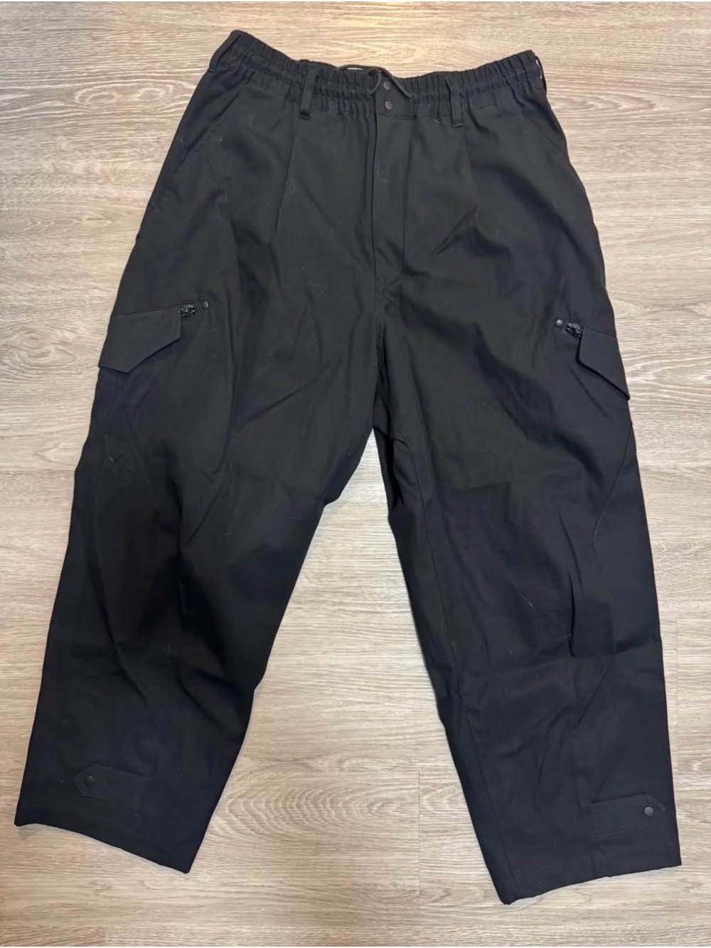 Y-3 Black Cargo Trousers with Elastic Waist